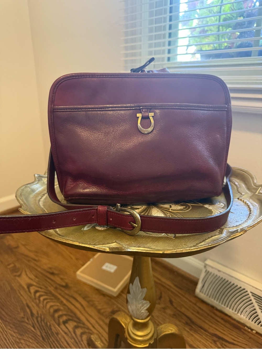 Etienne Aigner Burgundy Leather Messenger Bag